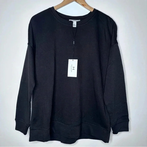 H by Halston Black Crew Neck Oversized Sweatshirt Size Small - Picture 3 of 8